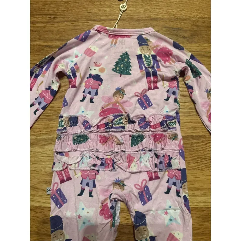 Bums & Roses 3-6 Months Convertible Ruffle Romper Nutcracker Christmas Bamboo